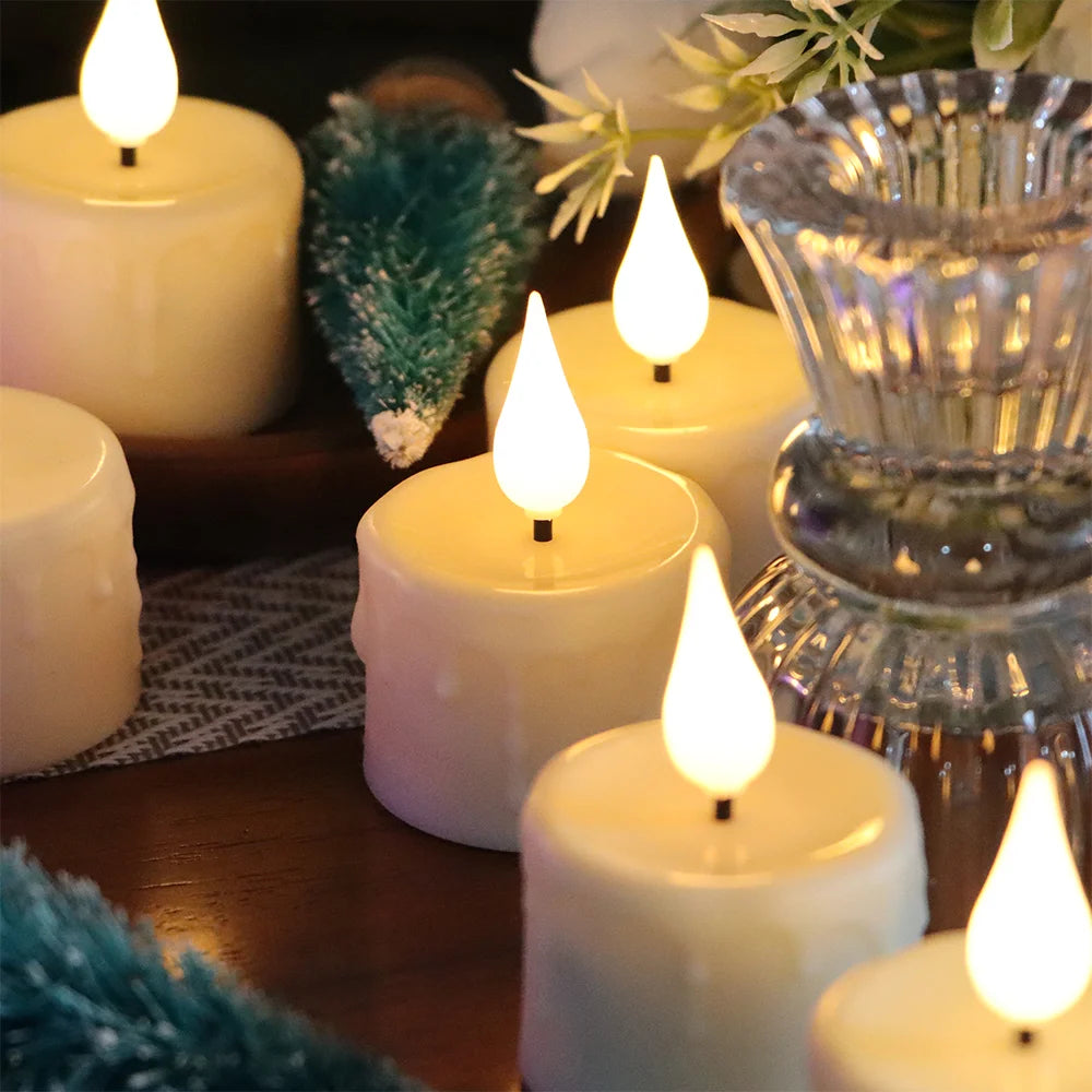 FPOO Rechargeable Flameless Tea Light Candles – USB Recharge + Remote & Timer, LED Flicker Effect for Home Decor, Holiday & Events