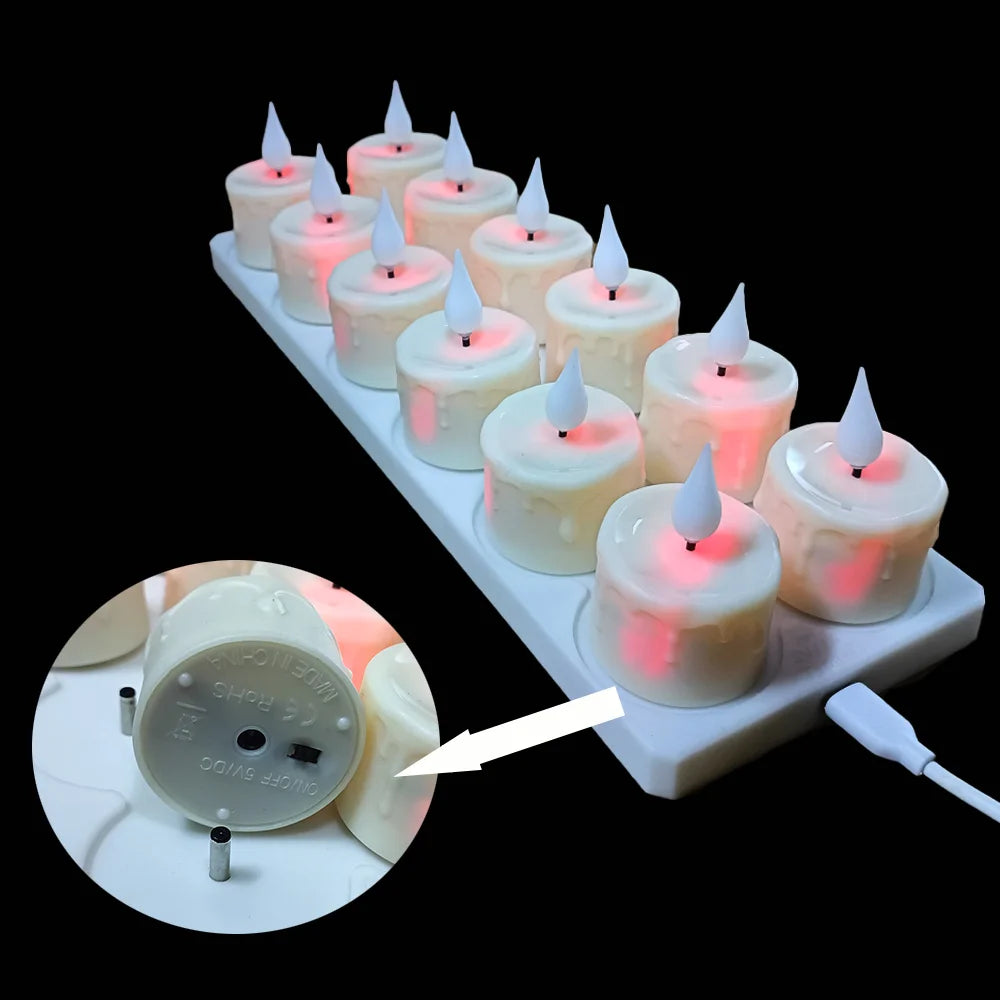 FPOO Rechargeable Flameless Tea Light Candles – USB Recharge + Remote & Timer, LED Flicker Effect for Home Decor, Holiday & Events