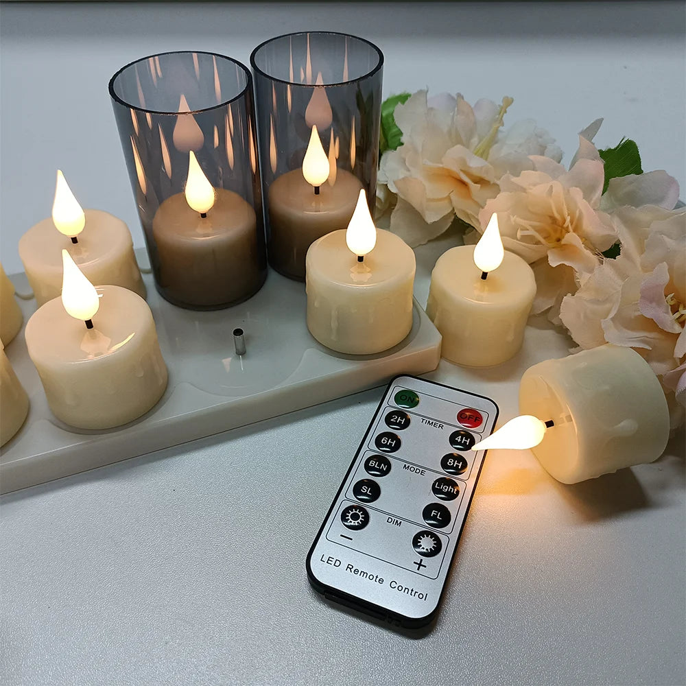 FPOO Rechargeable Flameless Tea Light Candles – USB Recharge + Remote & Timer, LED Flicker Effect for Home Decor, Holiday & Events